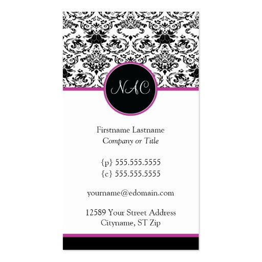 Baroque Elegance  Business Card (Hot Pink)