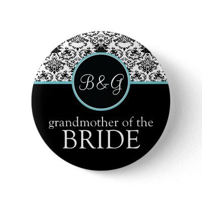 Baroque Elegance Grandmother of Bride Button-Aqua by twoheartsshoppe