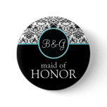 Baroque Elegance Maid of Honor Button-Aqua