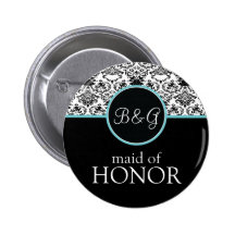 Baroque Elegance Maid of Honor Button-Aqua