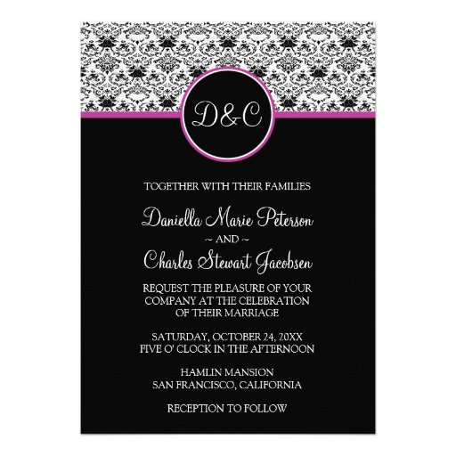 Baroque Elegance Modern Wedding Invitation (pink)