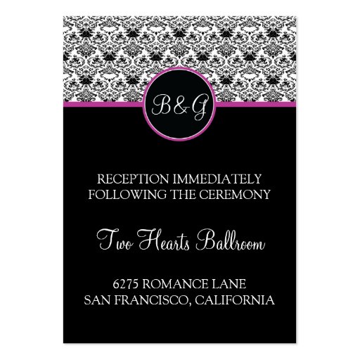 Baroque Elegance Reception Card Business Card Templates (front side)