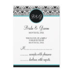 Baroque Elegance Response Card-Aqua Post Cards