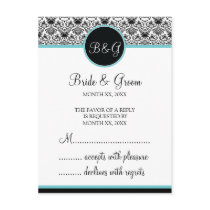 Baroque Elegance Response Card-Aqua postcards