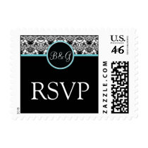 Baroque Elegance RSVP-Aqua-Small Postage