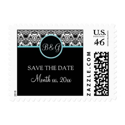Baroque Elegance Save The Date (Aqua)  Small Stamp
