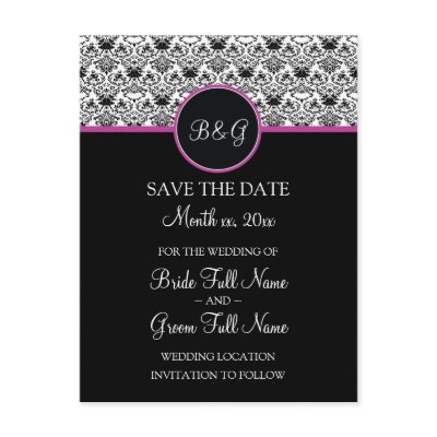 Baroque Elegance Save The Date Postcard (Hot Pink) by twoheartsshoppe
