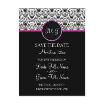 Baroque Elegance Save The Date Postcard (Hot Pink)
