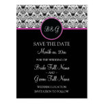 Baroque Elegance Save The Date Postcard (Hot Pink)