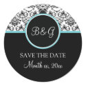 Baroque Elegance Save The Date Sticker-Aqua by twoheartsshoppe Baroque Elegance Save The Date Sticker-Aqua