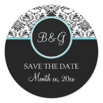 Baroque Elegance Save The Date Sticker-Aqua by twoheartsshoppe Baroque Elegance Save The Date Sticker-Aqua