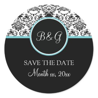 Baroque Elegance Save The Date Sticker-Tiffany Blu sticker