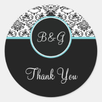 Baroque Elegance Thank You Sticker-Aqua stickers