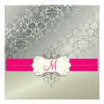 Baroque faux foil lace/hot pink Invitations