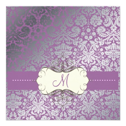 Baroque faux foil lace/lavender Invitations