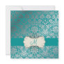 Baroque faux foil lace/teal Invitations