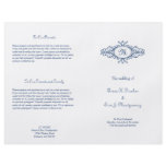 Baroque frame monogram navy blue wedding program flyers