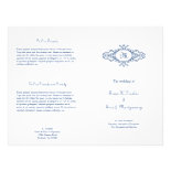 Baroque frame monogram navy blue wedding program full color flyer