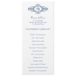 Baroque frame monogram navy blue wedding program invites