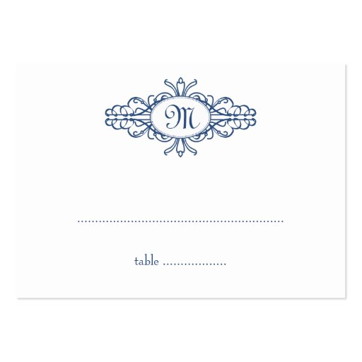 Baroque frame monogram wedding escort place card business card (front side)