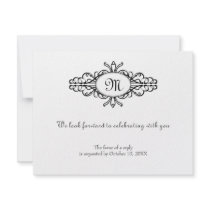 Baroque frame monogram wedding rsvp response card invitation