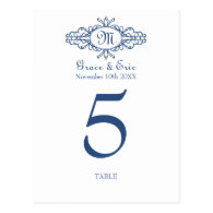 Baroque frame monogram wedding table number card post card