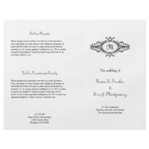 Baroque frame single monogram wedding program personalized flyer