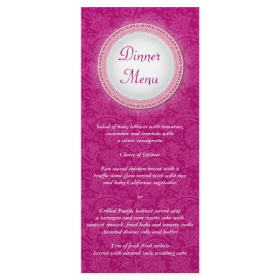 Baroque Fuchsia Plaque Menu Rack Card by starstreamdesign