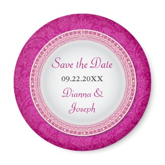 Baroque Fuchsia Plaque Wedding Save the Date Mag magnet