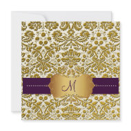 Baroque gold lace/plum accent Invitations invitation