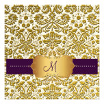Baroque gold lace/plum accent Invitations