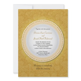 Baroque Golden Plaque Wedding Invitation invitation