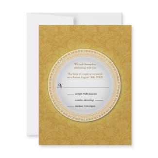 Baroque Golden Plaque Wedding Reply Invitation invitation