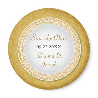Baroque Golden Plaque Wedding Save the Date Mag magnet