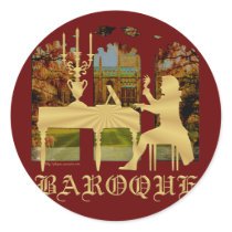 Baroque harpsichord round sticker