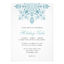 Baroque Ice Blue Ornamental Holiday Gala Invite
