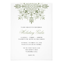 Baroque Jade Ornamental Holiday Gala Personalized Invites