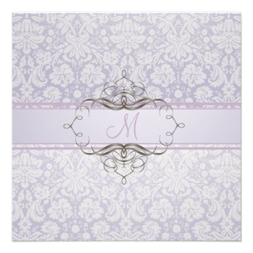 Baroque lace damask/lilac Invitations