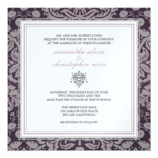 Baroque lace damask/plum/Invitations