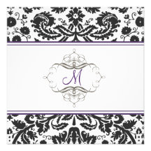Baroque lace damask/purple Invitations