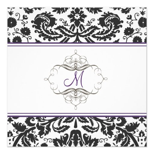 Baroque lace damask/purple Invitations