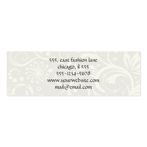 Baroque Ornamental Chic Damask Gray White Red Business Card Template (back side)