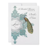 Baroque Peacock Bridal Shower Invite - Aqua Blue