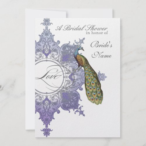 Baroque Peacock Bridal Shower Invite - Lavender invitation