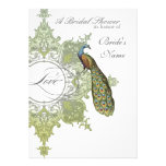 Baroque Peacock Bridal Shower Invite - Olive Lime
