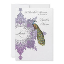 Baroque Peacock Bridal Shower Invite - Purple