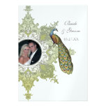 Baroque Peacock Wedding Invitation - Olive Lime Gr