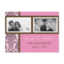 Baroque Pink Chocolate Two-Photo Save the Date postcards