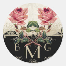 Baroque Style Vintage Rose Black n Cream Lace Stickers