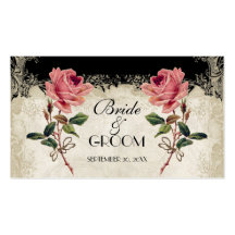 Baroque Style Vintage Rose Black Table Number Card Business Card